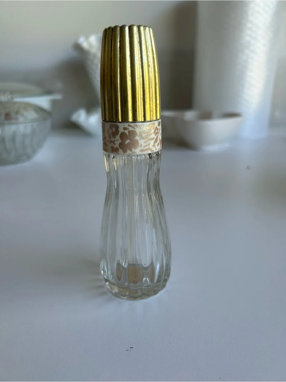 Vintage Avon etc Decorative Glass Bottles and Vanity Jar - Olive Green Accent